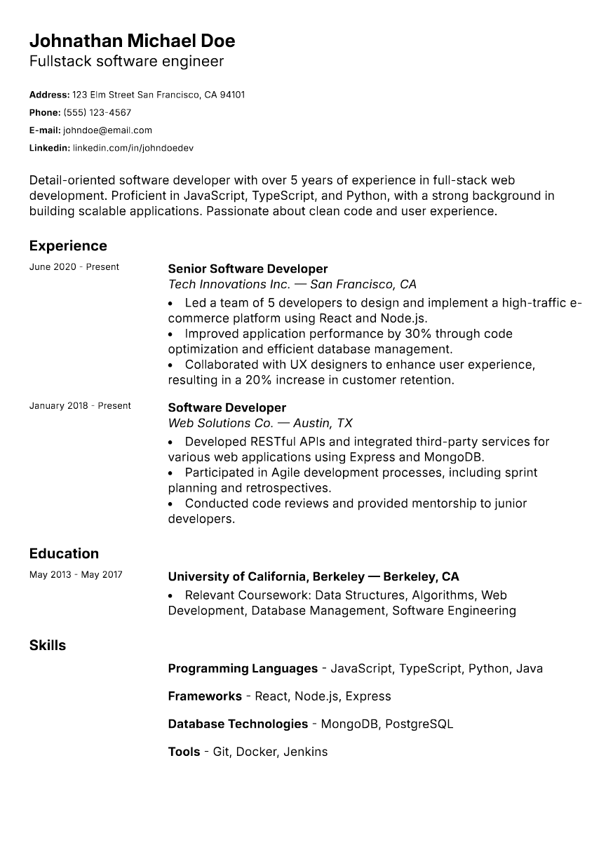 Example image of the resume